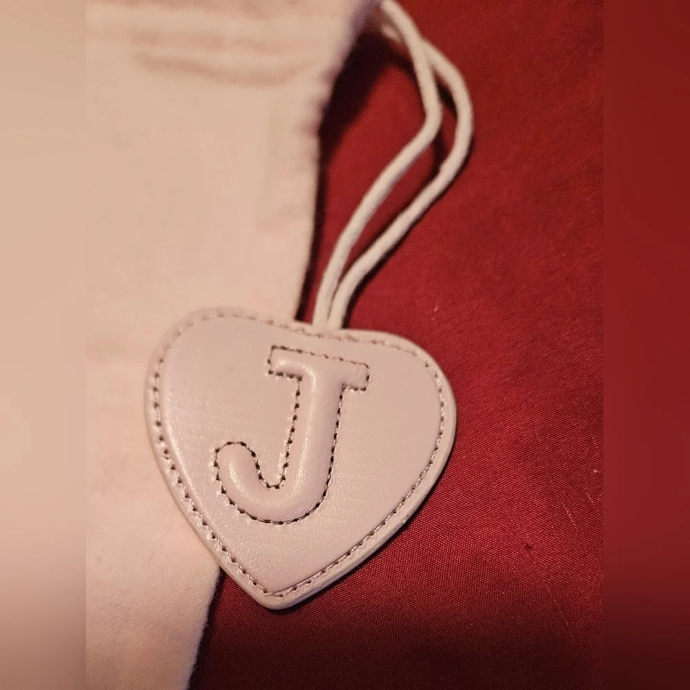 JUICY COUTURE Large Light Pink Dust Bag Cover Pouch Heart Charm Drawstring Logo - Picture 6 of 12